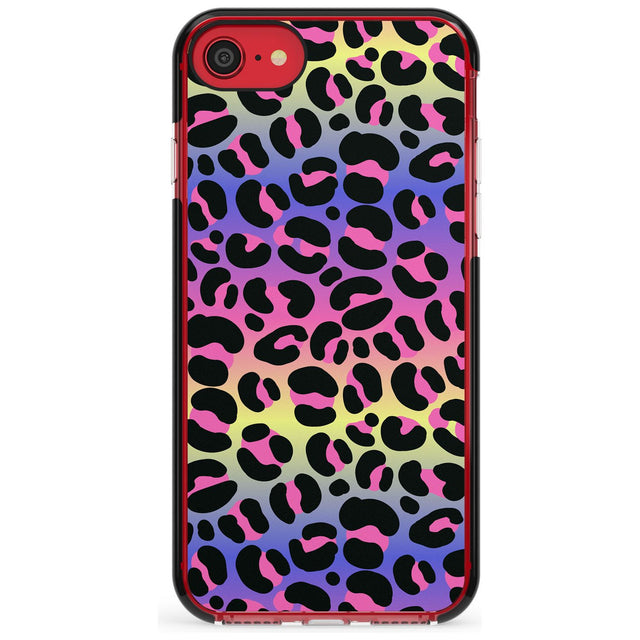 Rainbow Gradient Leopard Print Pink Fade Impact Phone Case for iPhone SE 8 7 Plus
