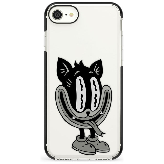 Faded Feline Black Impact Phone Case for iPhone SE 8 7 Plus