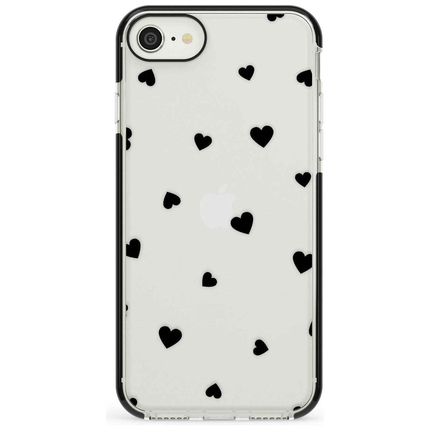 Black Hearts Pattern Black Impact Phone Case for iPhone SE 8 7 Plus