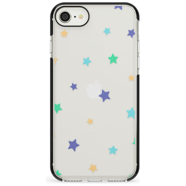 White Stars Pattern Black Impact Phone Case for iPhone SE 8 7 Plus