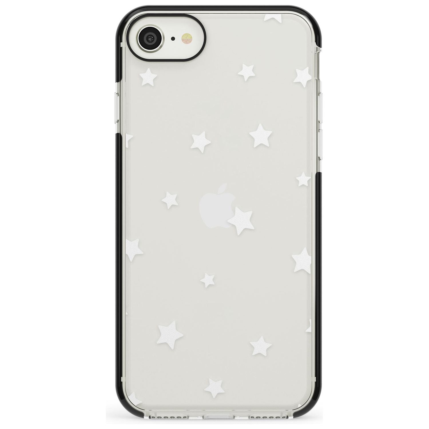 Pastel Stars Pattern Black Impact Phone Case for iPhone SE 8 7 Plus
