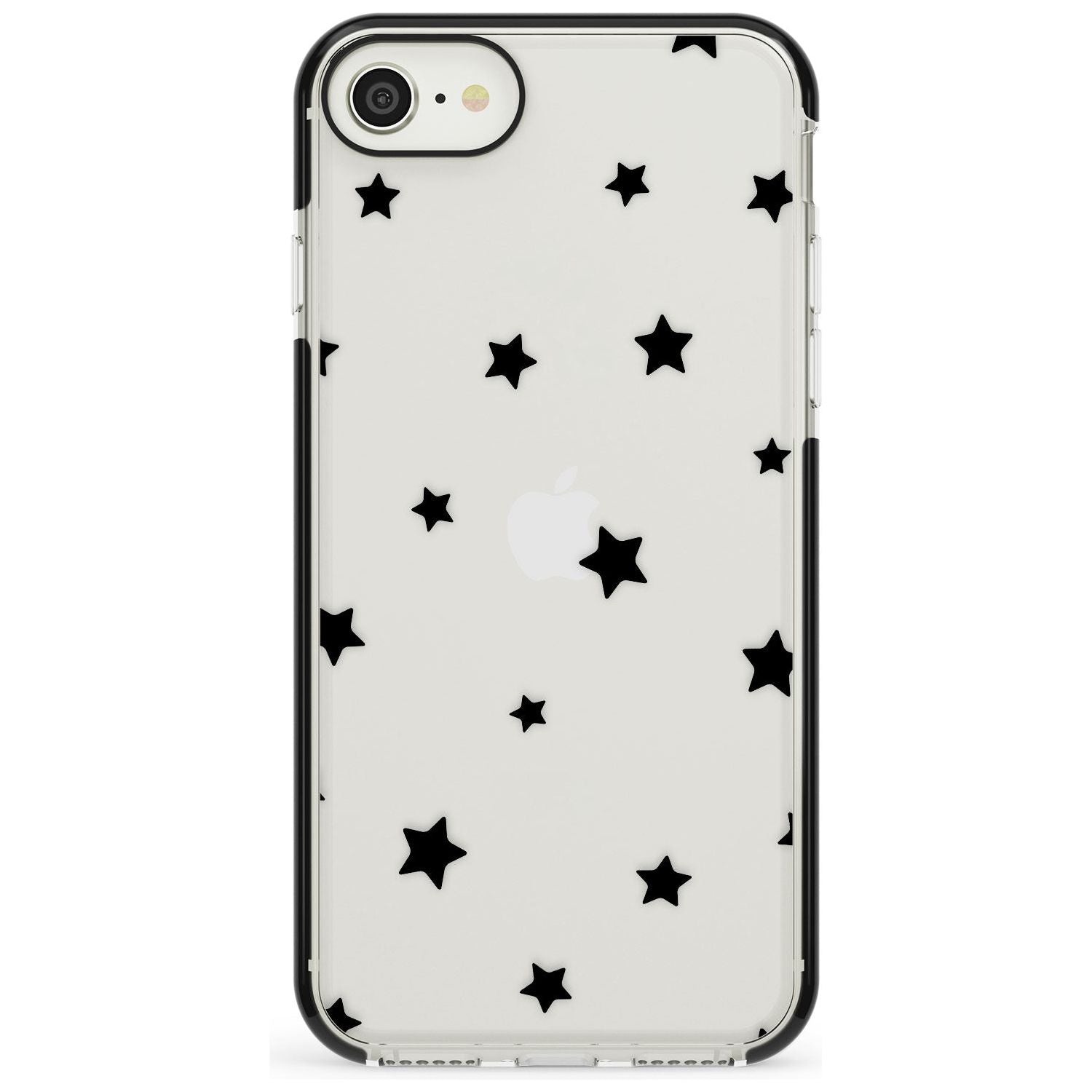 Black Stars Pattern Black Impact Phone Case for iPhone SE 8 7 Plus
