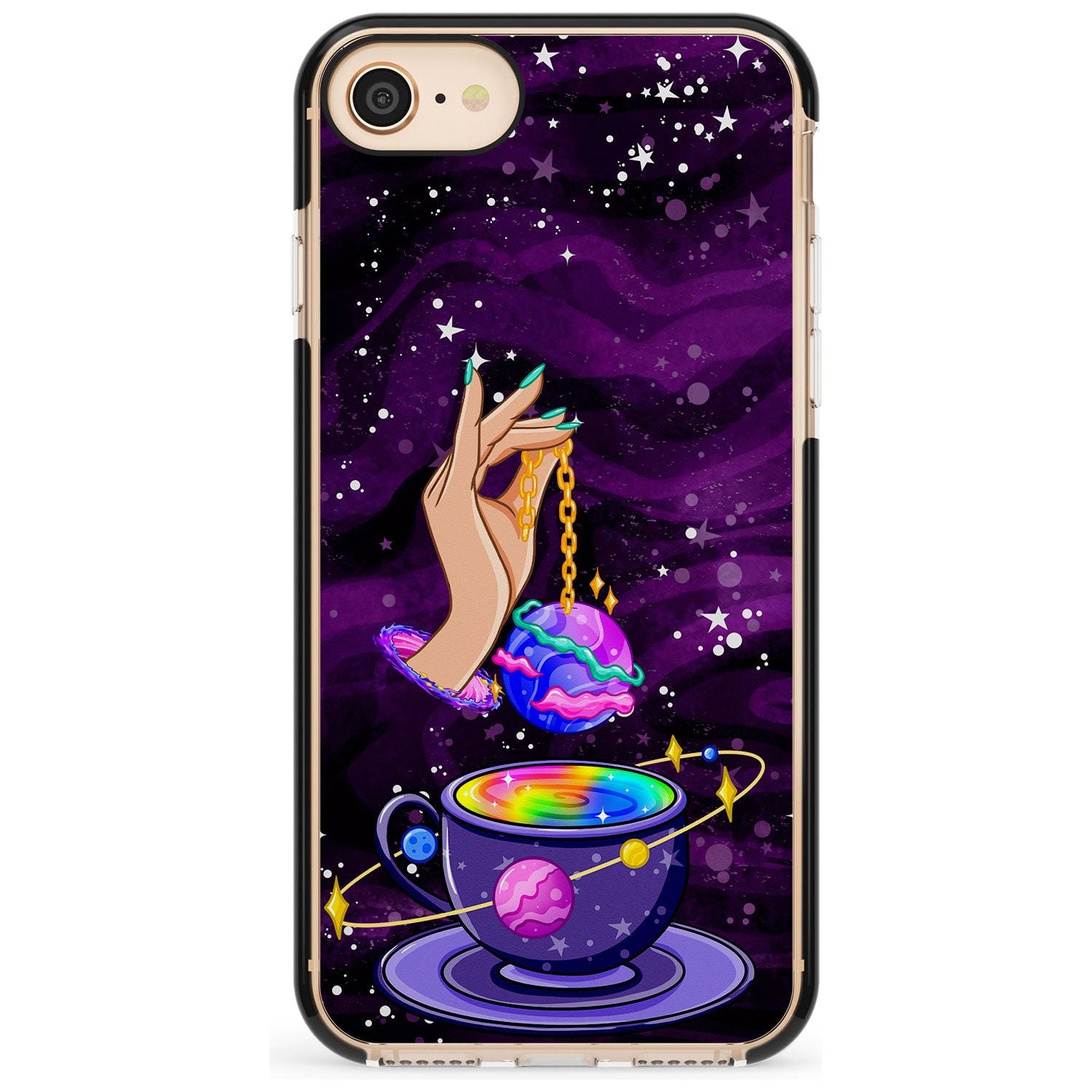 Space Tea Black Impact Phone Case for iPhone SE 8 7 Plus
