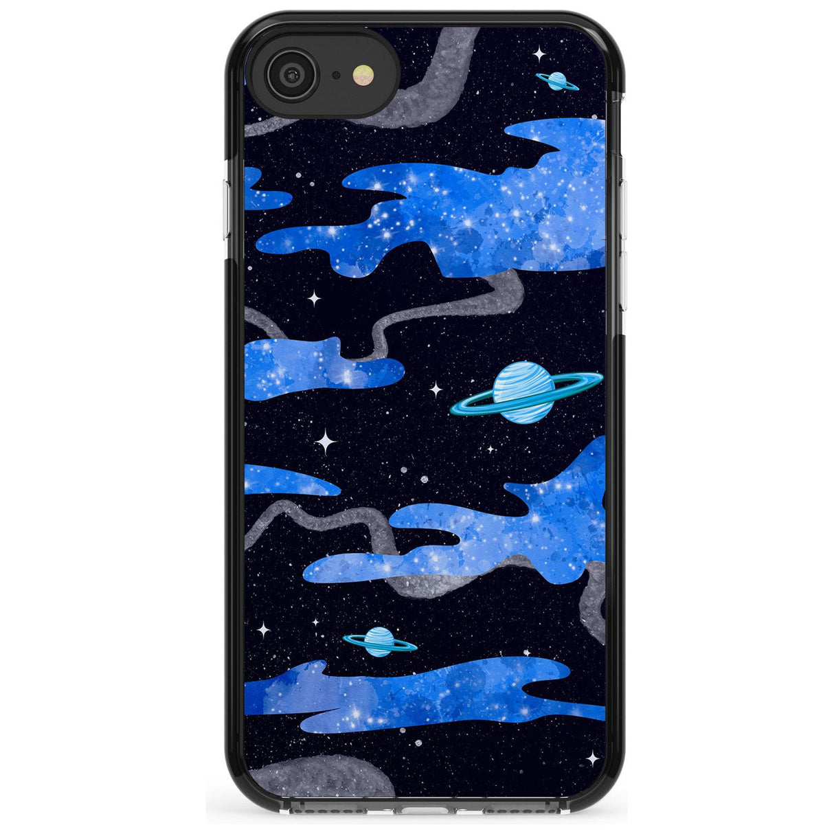 Blue Galaxy Black Impact Phone Case for iPhone SE 8 7 Plus