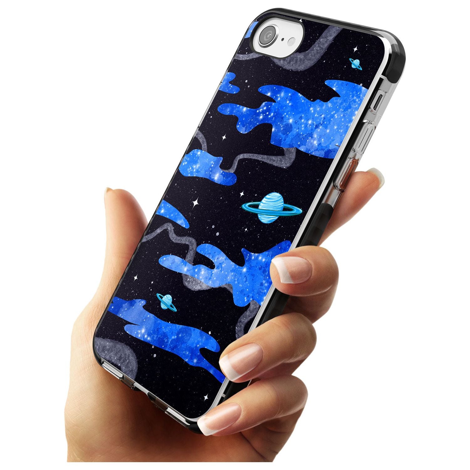 Blue Galaxy Black Impact Phone Case for iPhone SE 8 7 Plus