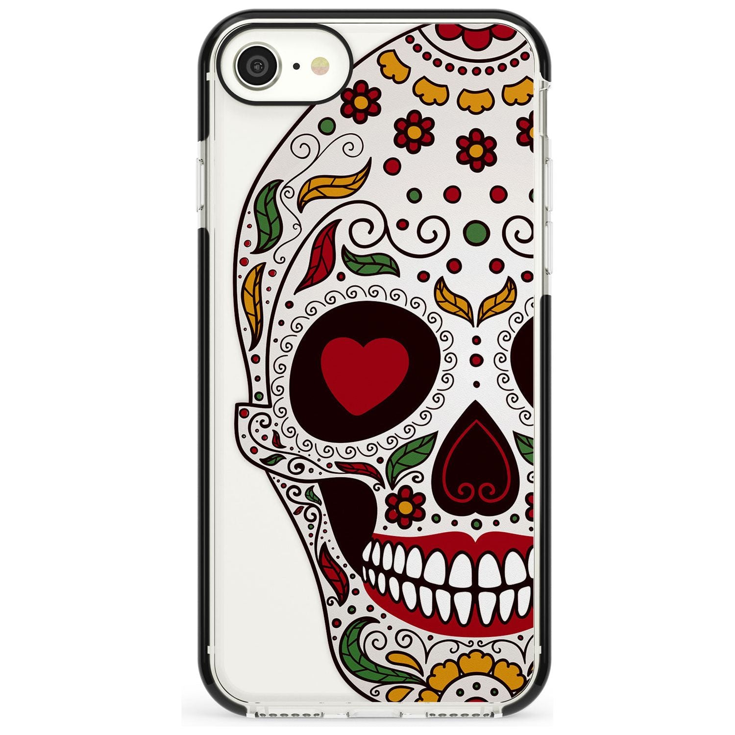 Autumn Sugar Skull Black Impact Phone Case for iPhone SE 8 7 Plus