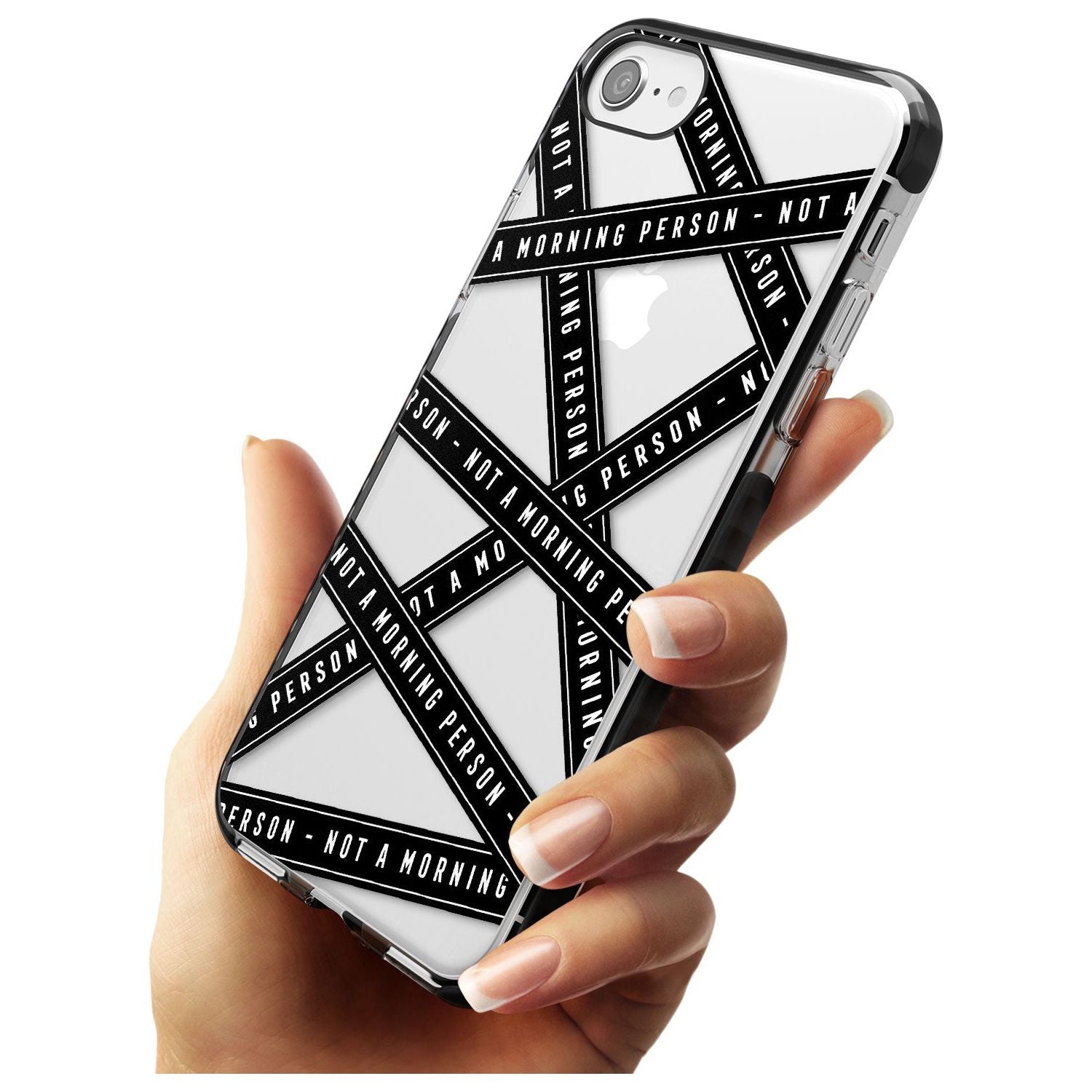 Caution Tape (Clear) Not a Morning Person Black Impact Phone Case for iPhone SE 8 7 Plus