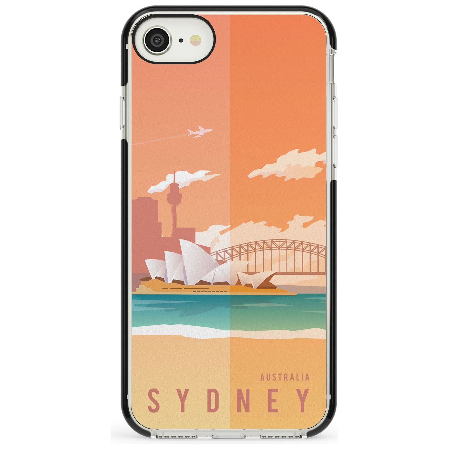 Vintage Travel Poster Sydney Black Impact Phone Case for iPhone SE 8 7 Plus