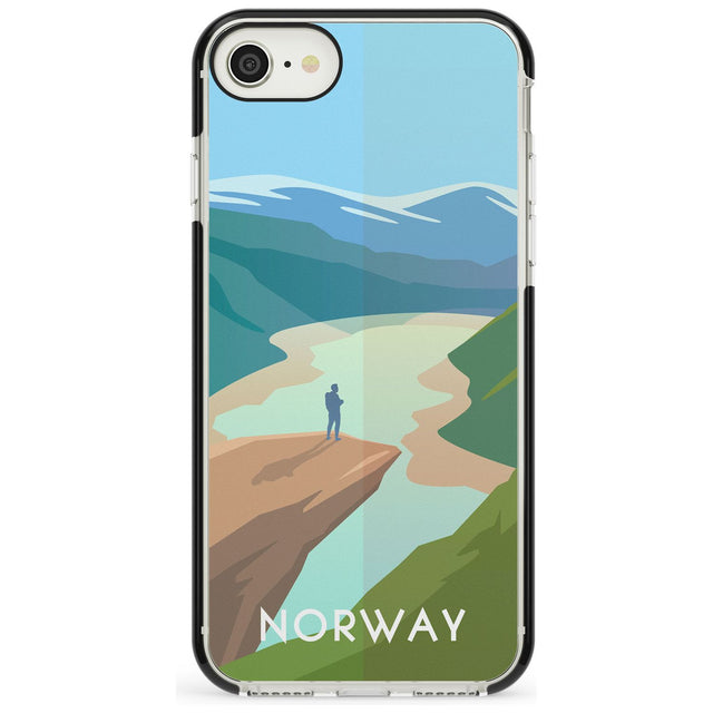Vintage Travel Poster Norway Black Impact Phone Case for iPhone SE 8 7 Plus