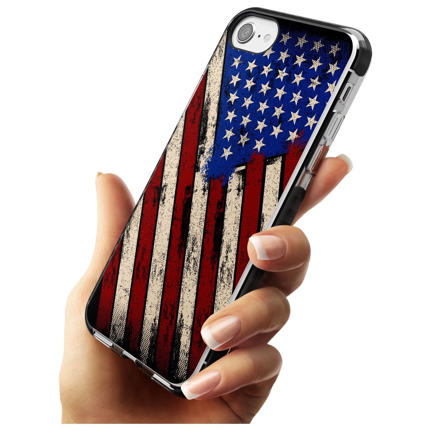 Distressed US Flag Black Impact Phone Case for iPhone SE 8 7 Plus