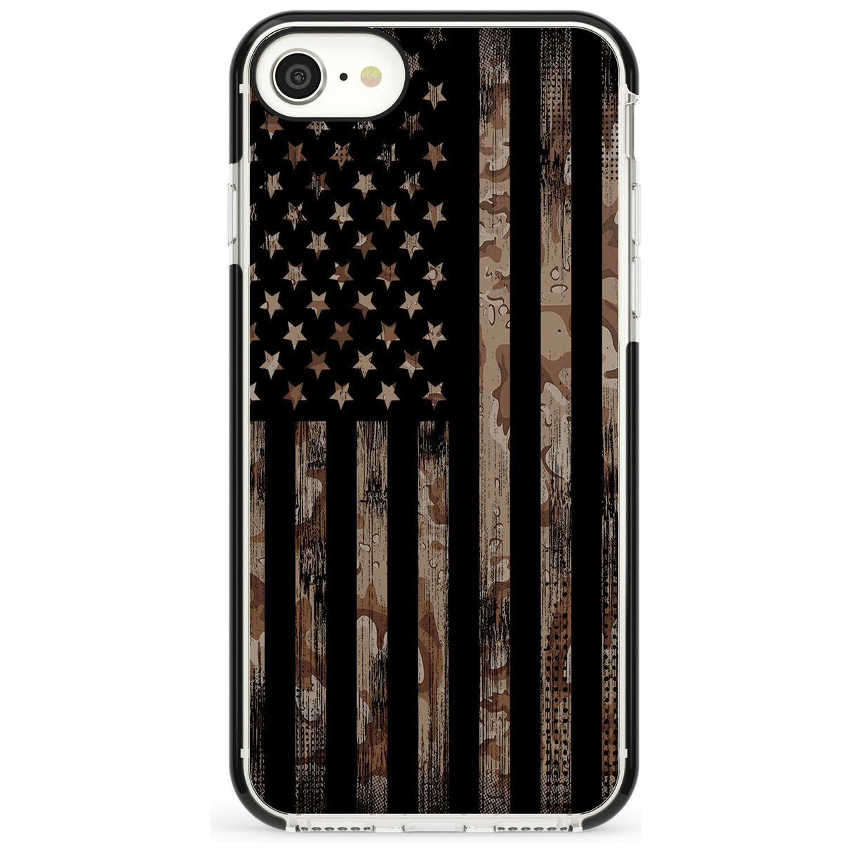 Desert Camo US Flag Black Impact Phone Case for iPhone SE 8 7 Plus