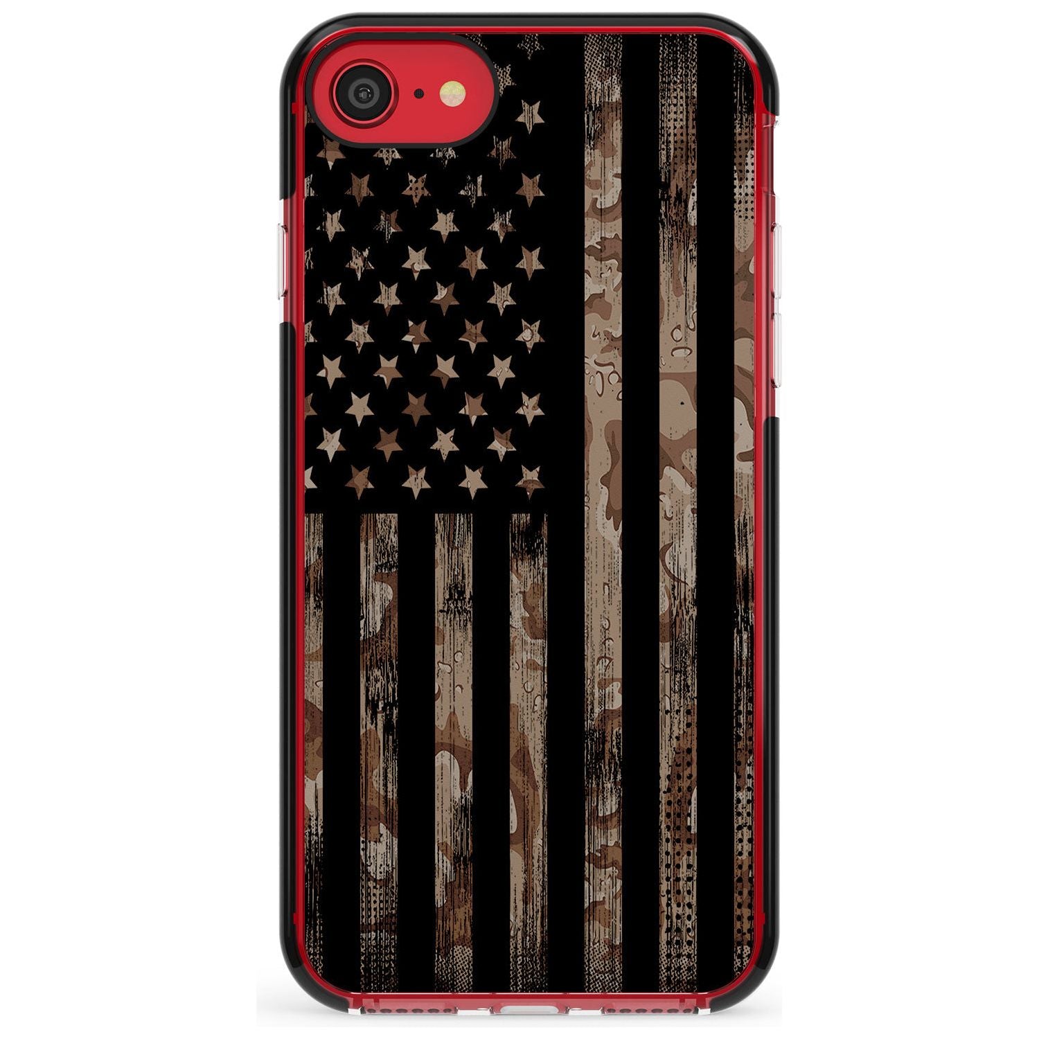 Desert Camo US Flag Black Impact Phone Case for iPhone SE 8 7 Plus
