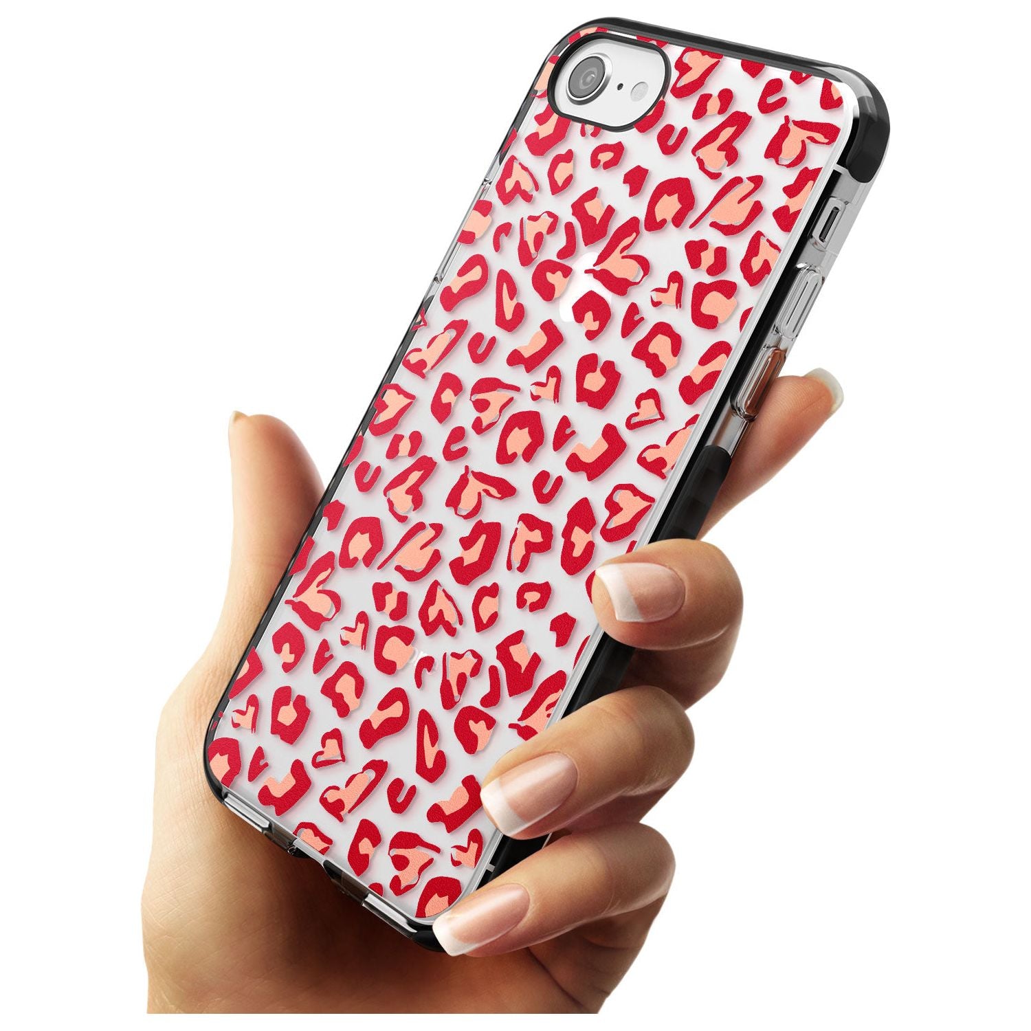 Heart Leopard Print Pink Fade Impact Phone Case for iPhone SE 8 7 Plus