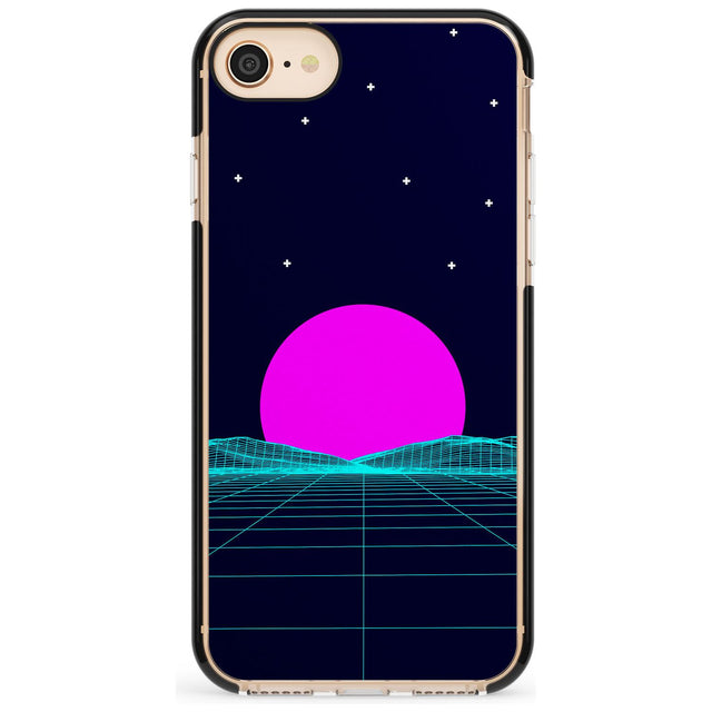 Miami Sunset Vaporwave Black Impact Phone Case for iPhone SE 8 7 Plus