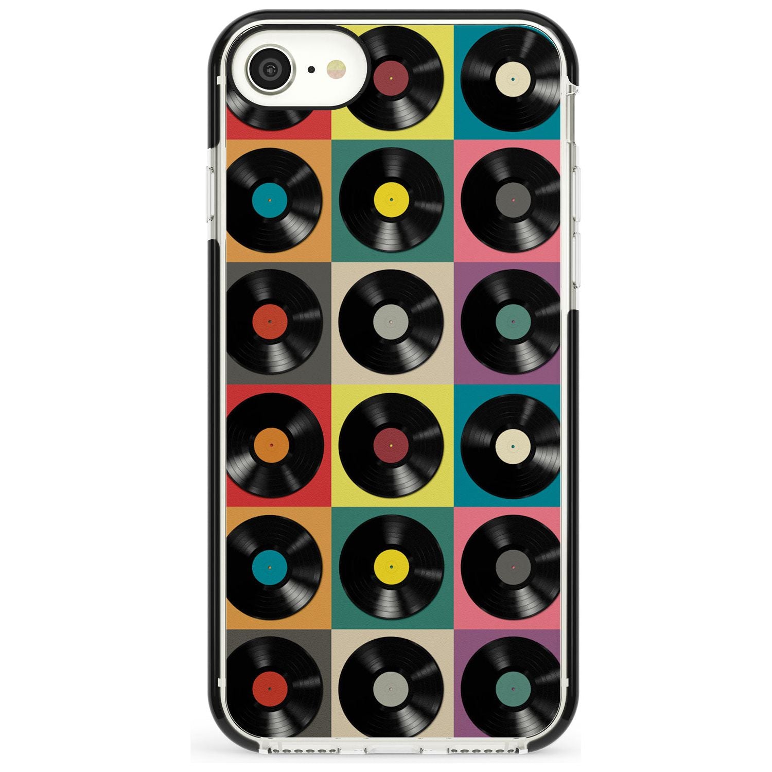 Vinyl Record Pattern Black Impact Phone Case for iPhone SE 8 7 Plus