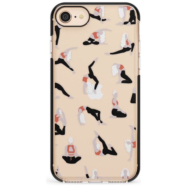 Yoga Poses Clear Pink Fade Impact Phone Case for iPhone SE 8 7 Plus