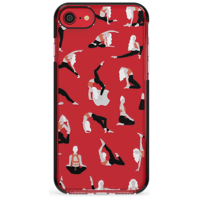 Yoga Poses Clear Pink Fade Impact Phone Case for iPhone SE 8 7 Plus