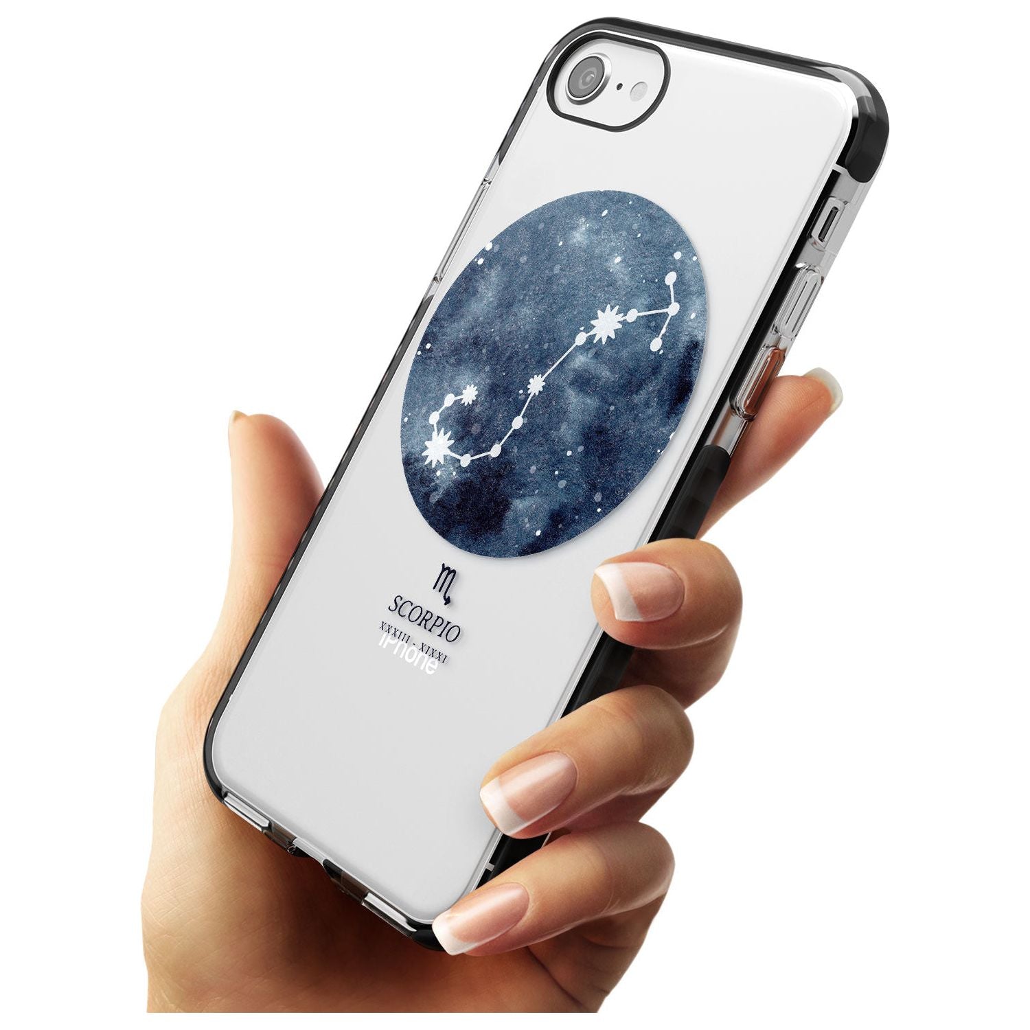 Scorpio Zodiac Transparent Design - Blue Black Impact Phone Case for iPhone SE 8 7 Plus