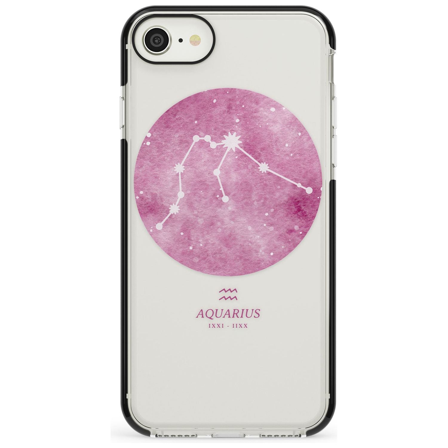 Aquarius Zodiac Transparent Design - Pink Black Impact Phone Case for iPhone SE 8 7 Plus