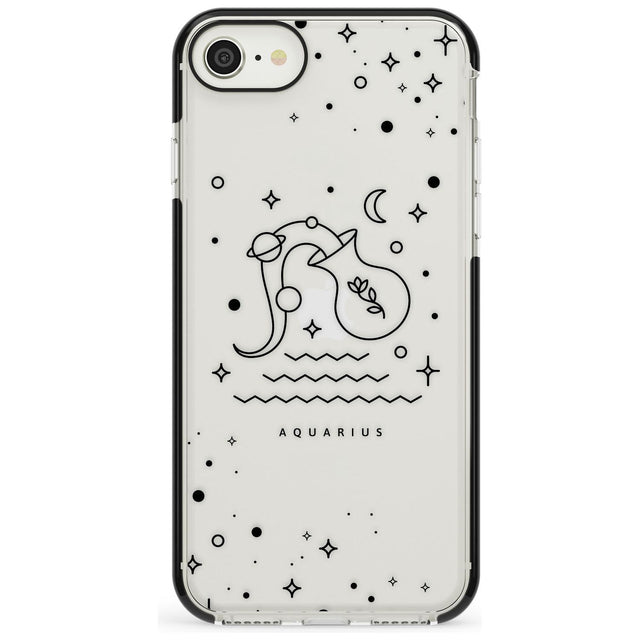 Aquarius Emblem - Transparent Design Black Impact Phone Case for iPhone SE 8 7 Plus