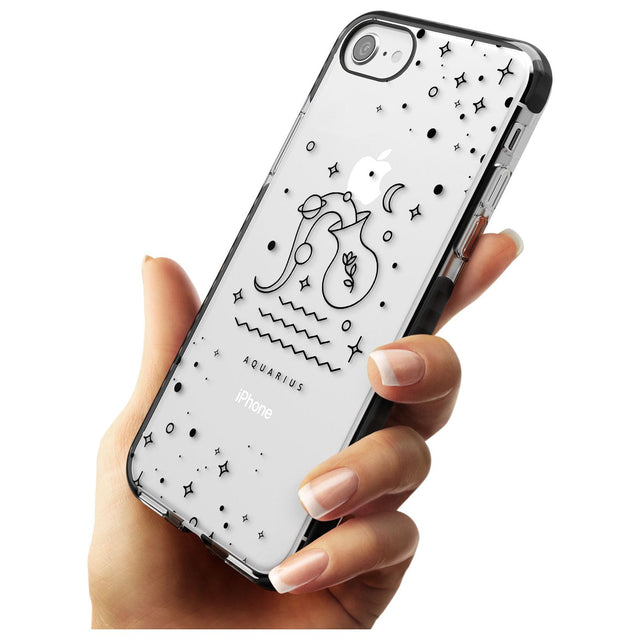 Aquarius Emblem - Transparent Design Black Impact Phone Case for iPhone SE 8 7 Plus