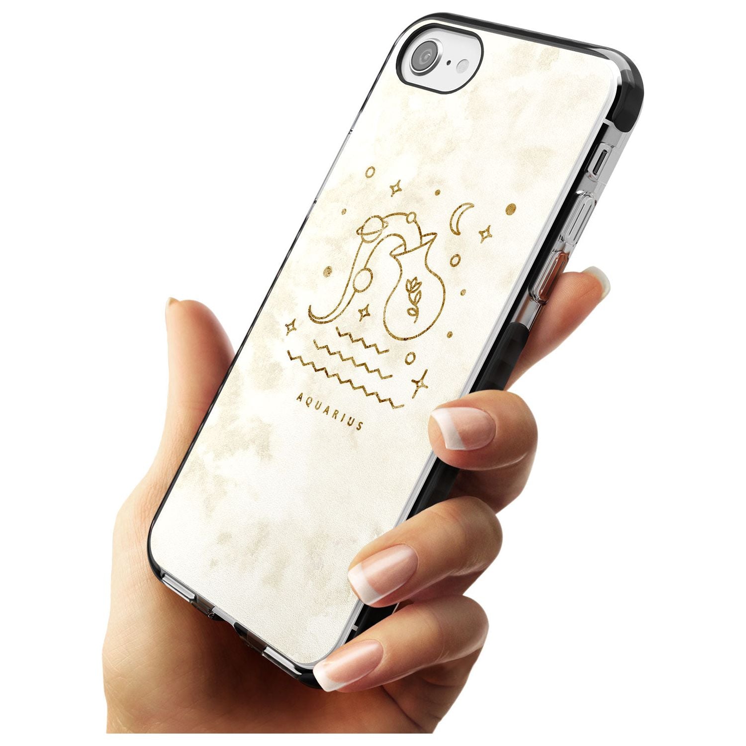 Aquarius Emblem - Solid Gold Marbled Design Black Impact Phone Case for iPhone SE 8 7 Plus