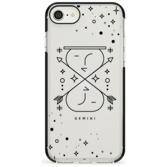 Gemini Emblem - Transparent Design Black Impact Phone Case for iPhone SE 8 7 Plus