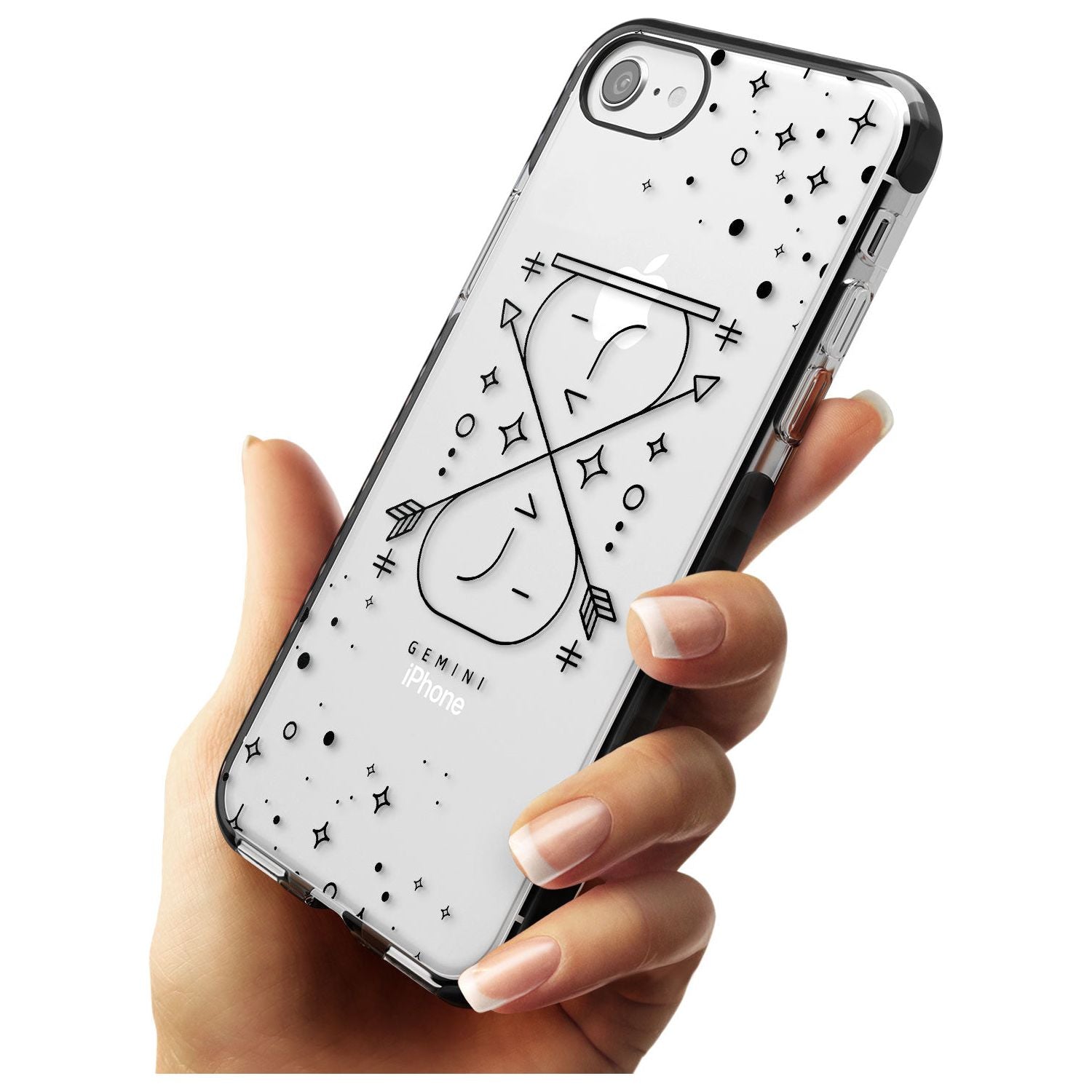 Gemini Emblem - Transparent Design Black Impact Phone Case for iPhone SE 8 7 Plus