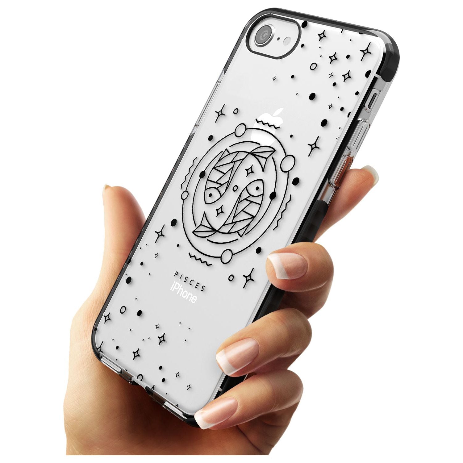 Pisces Emblem - Transparent Design Black Impact Phone Case for iPhone SE 8 7 Plus
