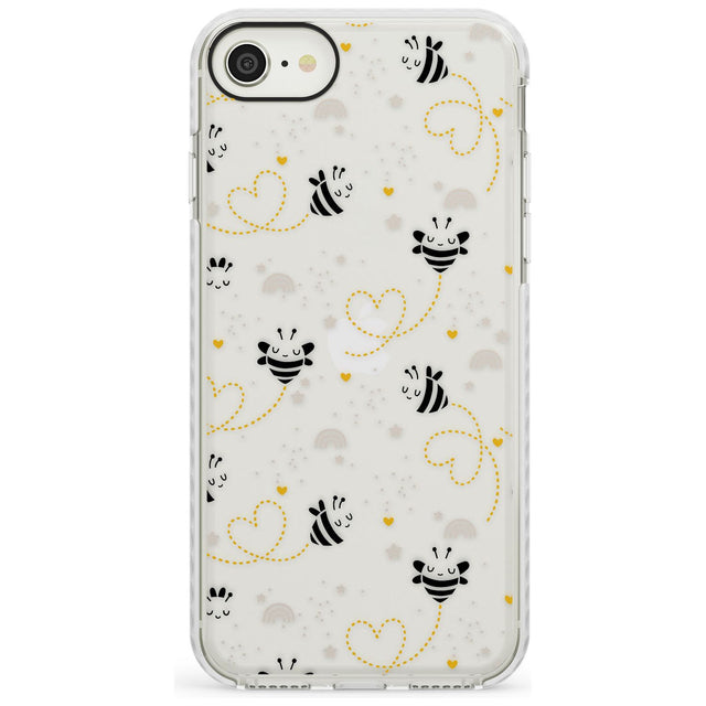 Sweet as Honey Patterns: Bees & Hearts (Clear) Impact Phone Case for iPhone SE 8 7 Plus