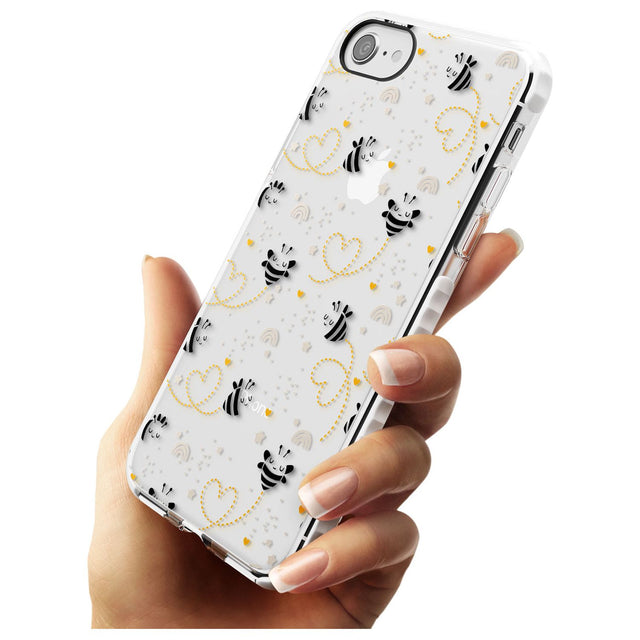 Sweet as Honey Patterns: Bees & Hearts (Clear) Impact Phone Case for iPhone SE 8 7 Plus