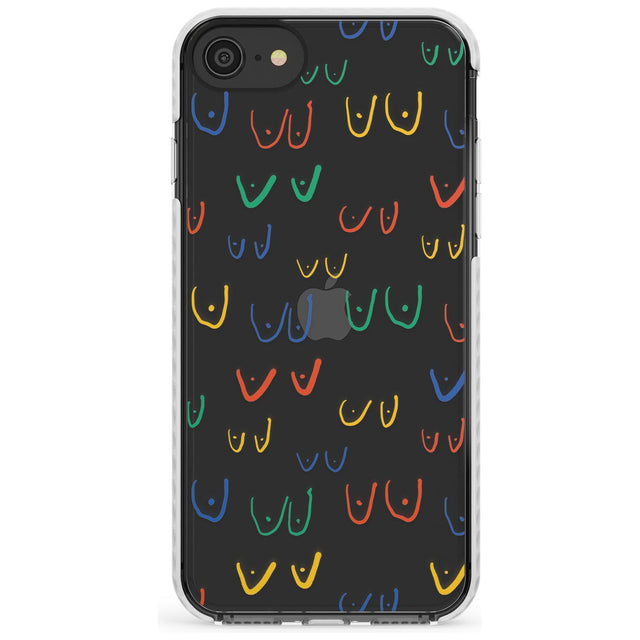 Boob Pattern (Mixed Colours) Slim TPU Phone Case for iPhone SE 8 7 Plus