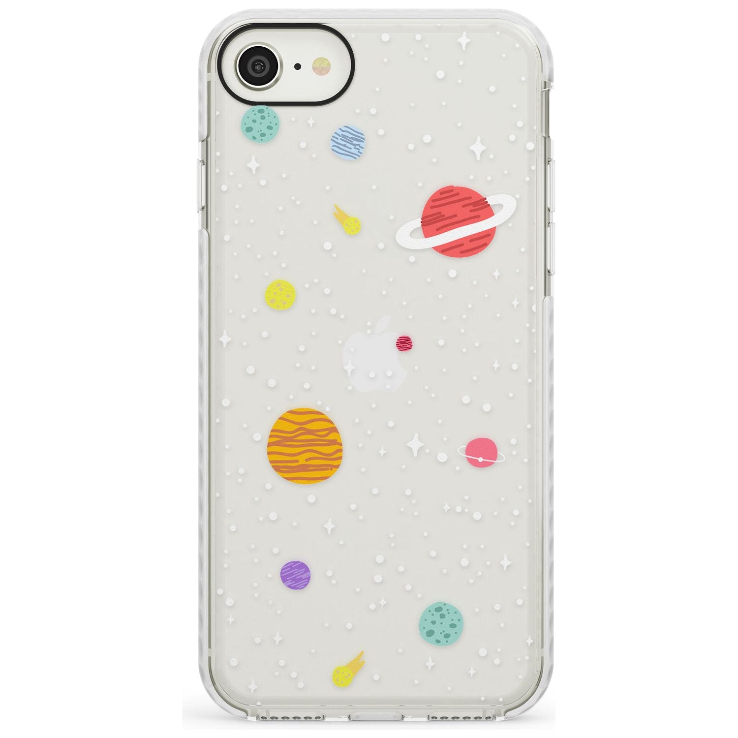 Cute Cartoon Planets (Clear) Impact Phone Case for iPhone SE 8 7 Plus