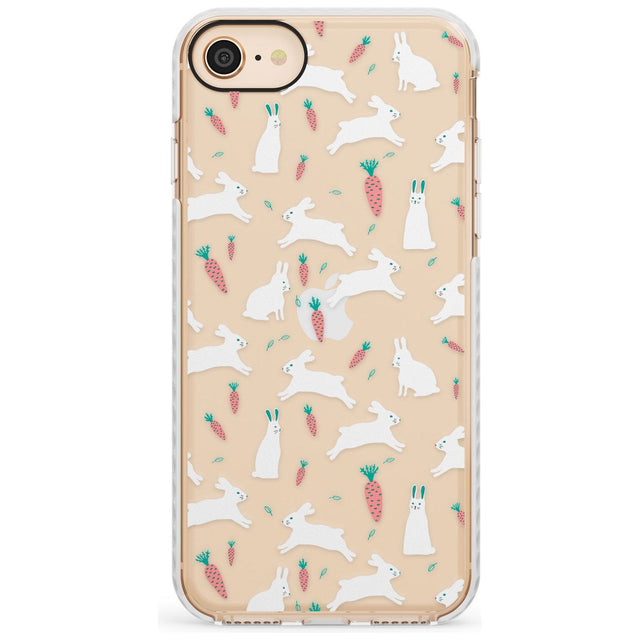 White Bunnies and Carrots Impact Phone Case for iPhone SE 8 7 Plus