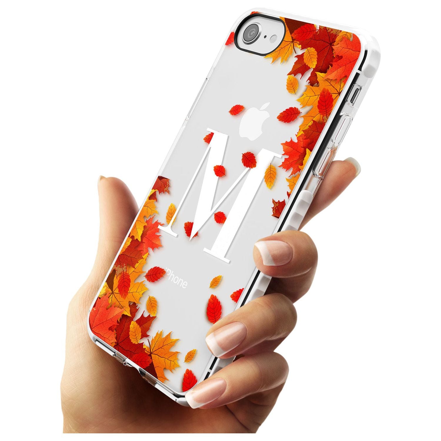 Personalised Monogram Autumn Leaves Impact Phone Case for iPhone SE 8 7 Plus