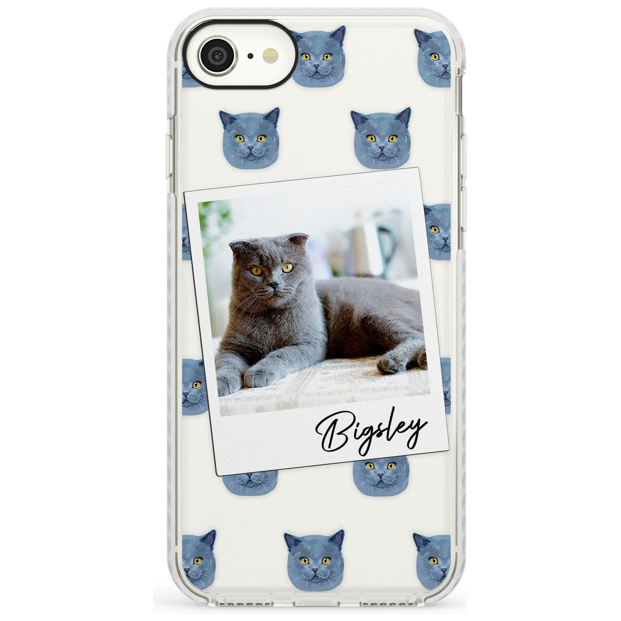 Personalised English Blue Cat Photo Impact Phone Case for iPhone SE 8 7 Plus