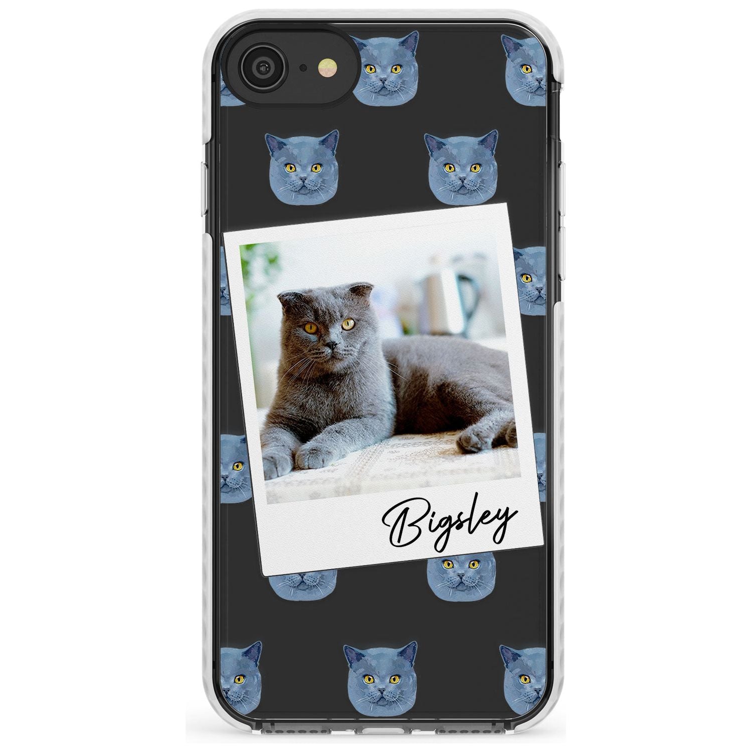 Personalised English Blue Cat Photo Impact Phone Case for iPhone SE 8 7 Plus