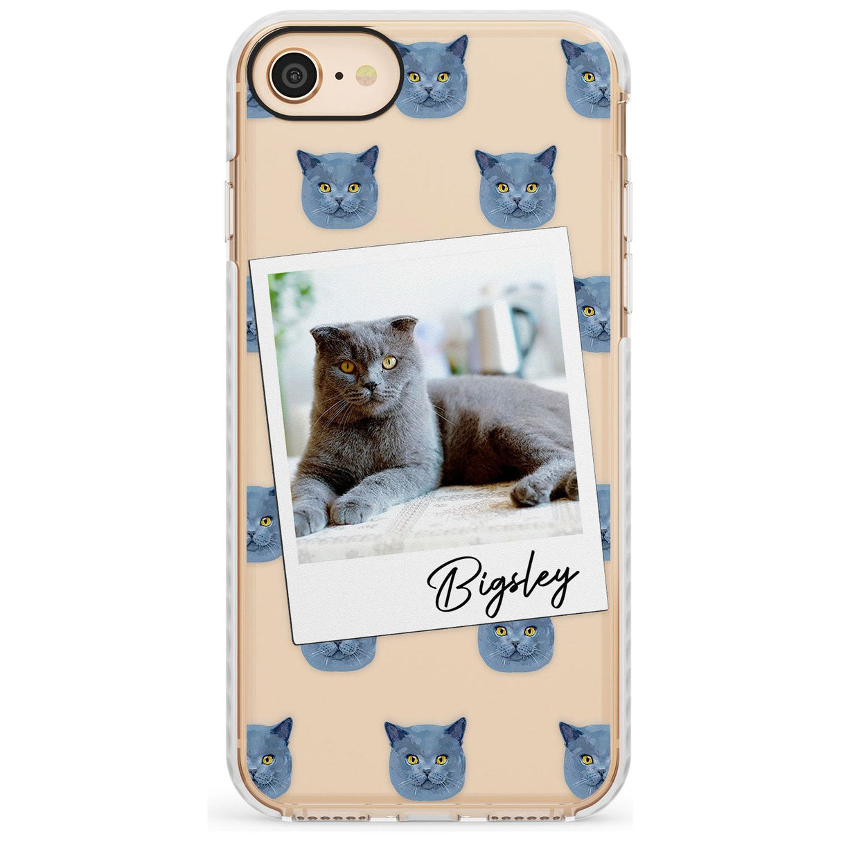 Personalised English Blue Cat Photo Impact Phone Case for iPhone SE 8 7 Plus