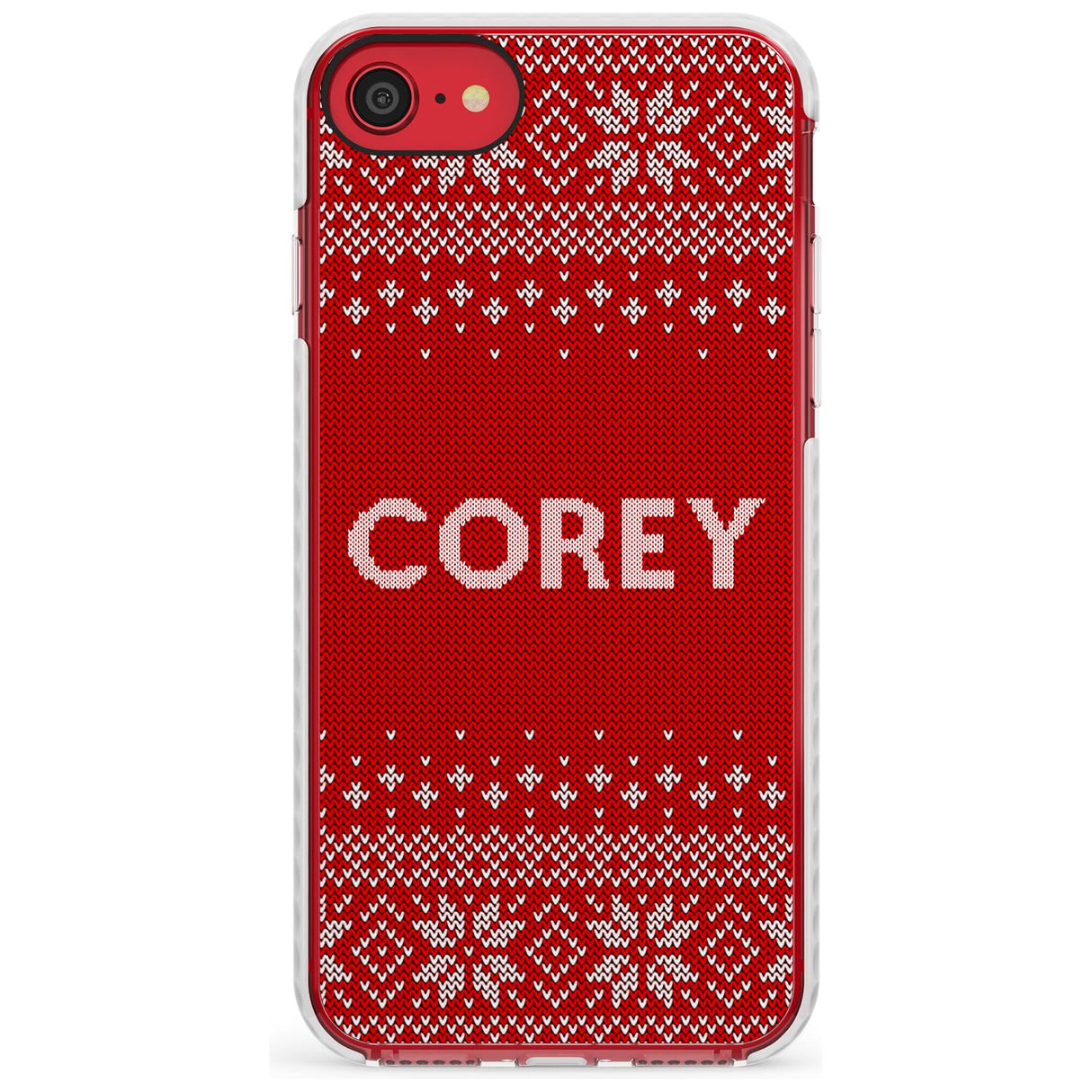 Personalised Red Christmas Knitted Jumper Impact Phone Case for iPhone SE 8 7 Plus