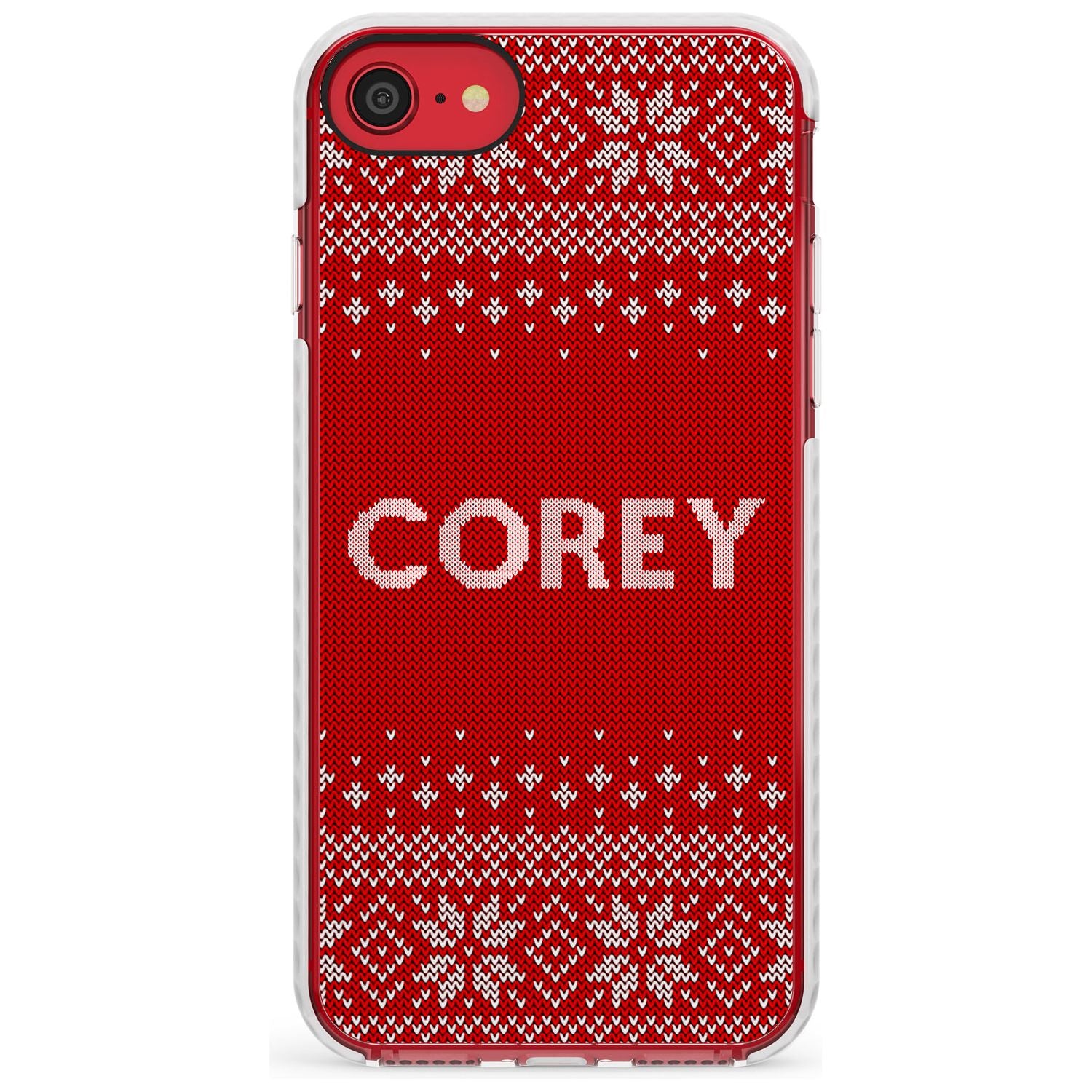 Personalised Red Christmas Knitted Jumper Impact Phone Case for iPhone SE 8 7 Plus