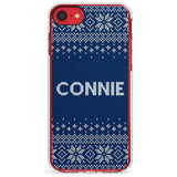 Personalised Blue Christmas Knitted Jumper Impact Phone Case for iPhone SE 8 7 Plus