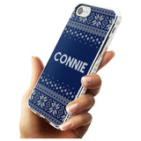 Personalised Blue Christmas Knitted Jumper Impact Phone Case for iPhone SE 8 7 Plus