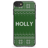 Personalised Green Christmas Knitted Jumper Impact Phone Case for iPhone SE 8 7 Plus