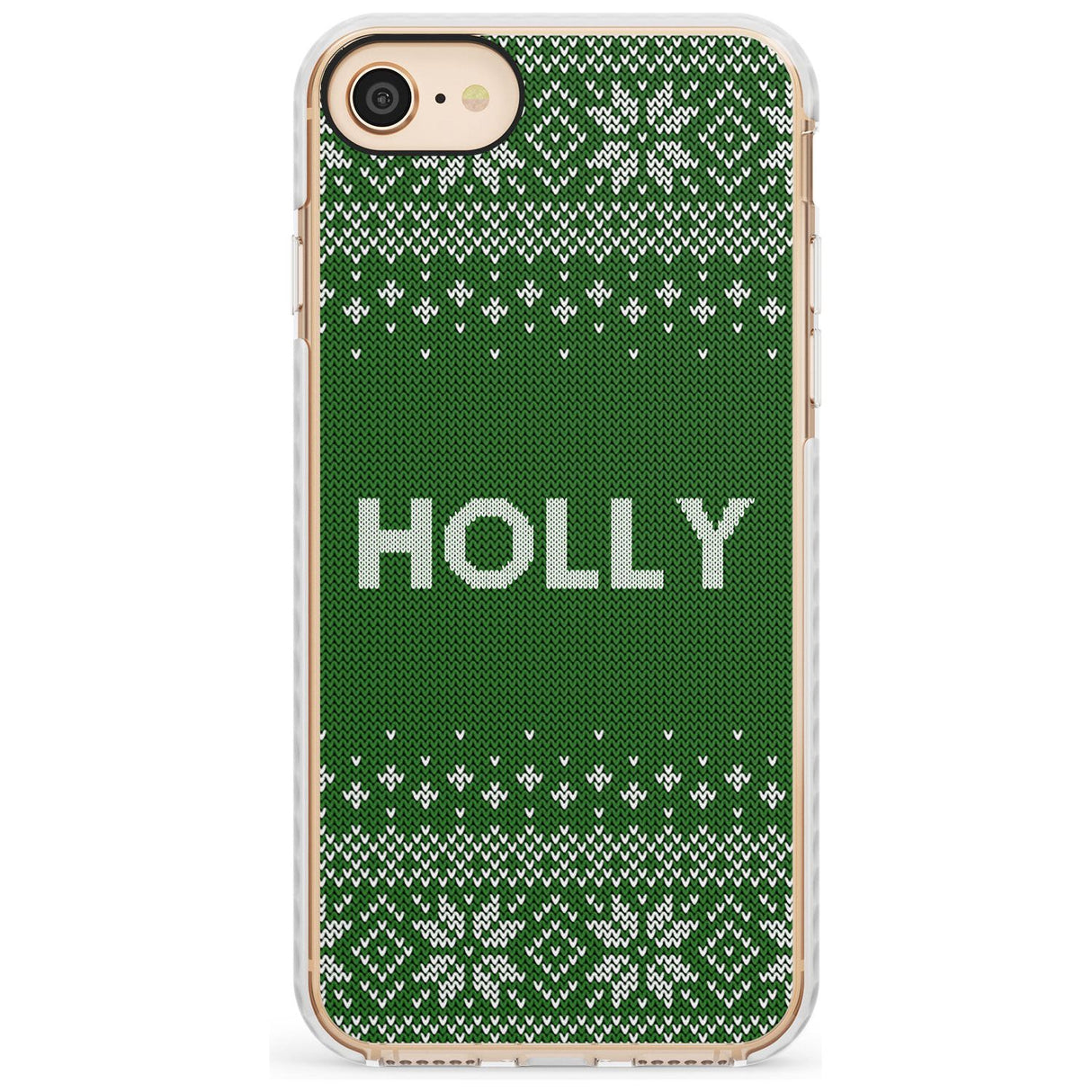 Personalised Green Christmas Knitted Jumper Impact Phone Case for iPhone SE 8 7 Plus