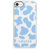 Personalised Blue and White Cow Print Impact Phone Case for iPhone SE 8 7 Plus