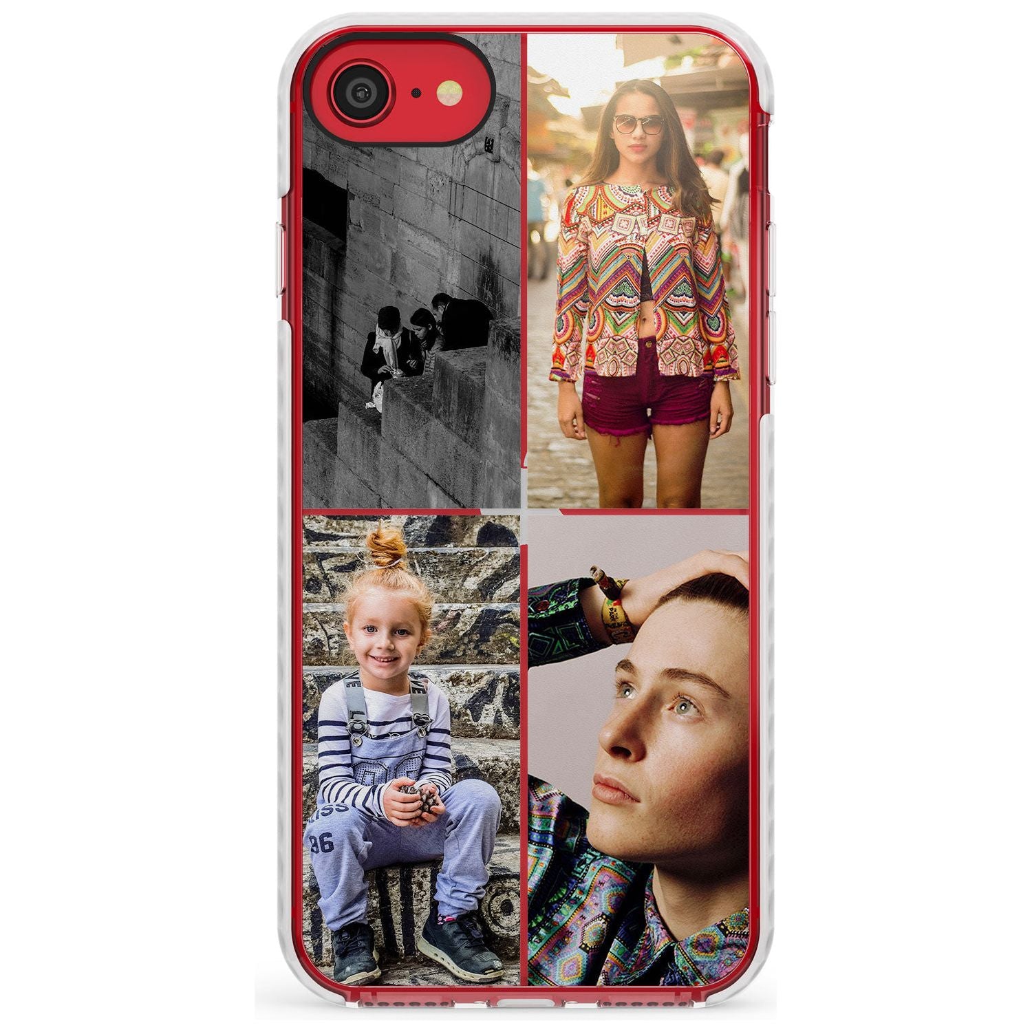 4 Photo Grid  Slim TPU Phone Case for iPhone SE 8 7 Plus
