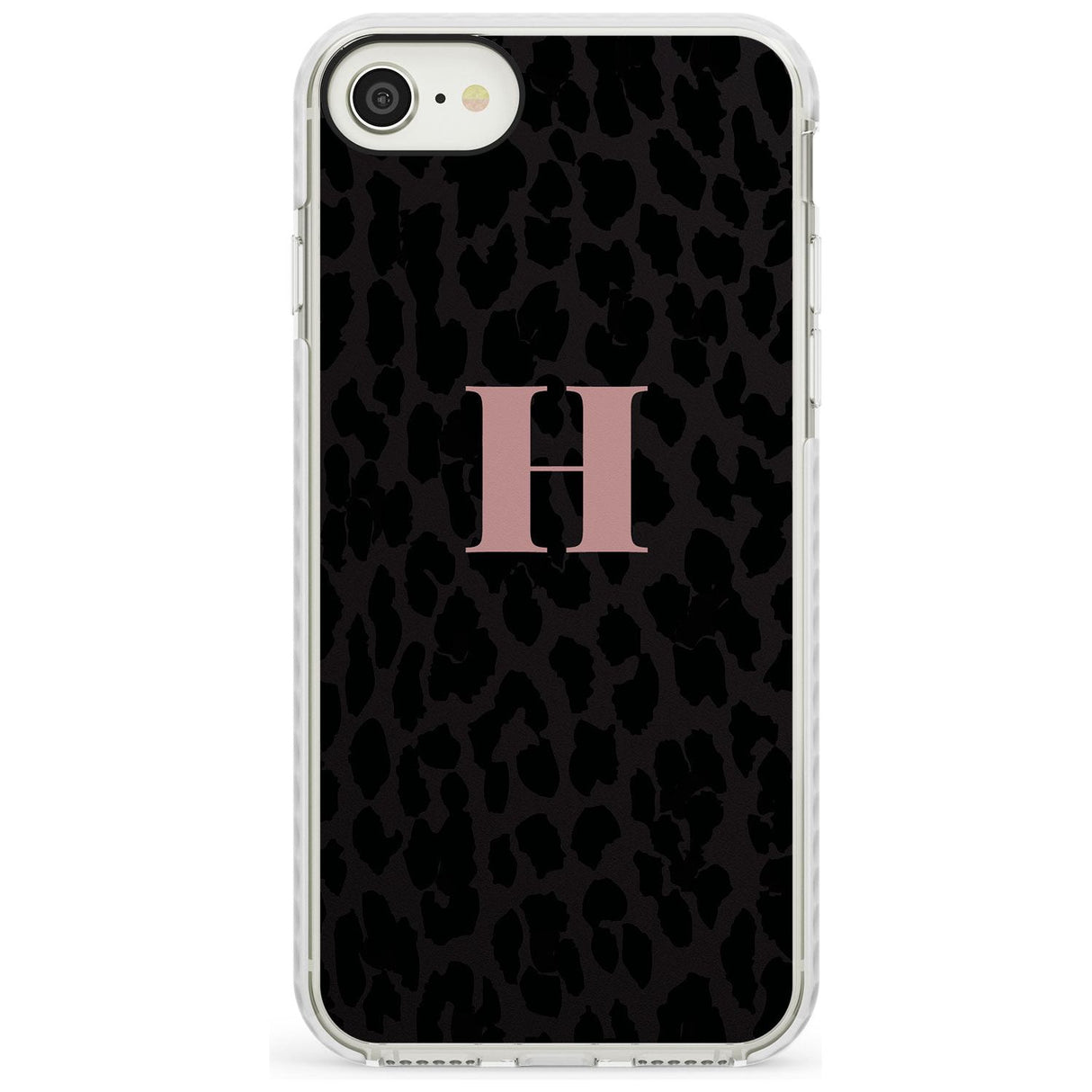 Small Pink Leopard Monogram Impact Phone Case for iPhone SE 8 7 Plus