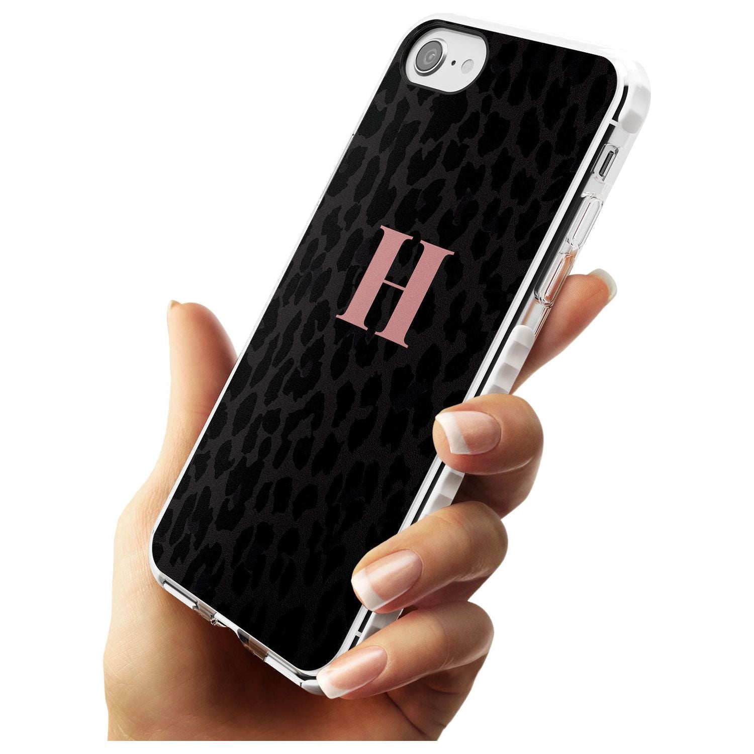 Small Pink Leopard Monogram Impact Phone Case for iPhone SE 8 7 Plus