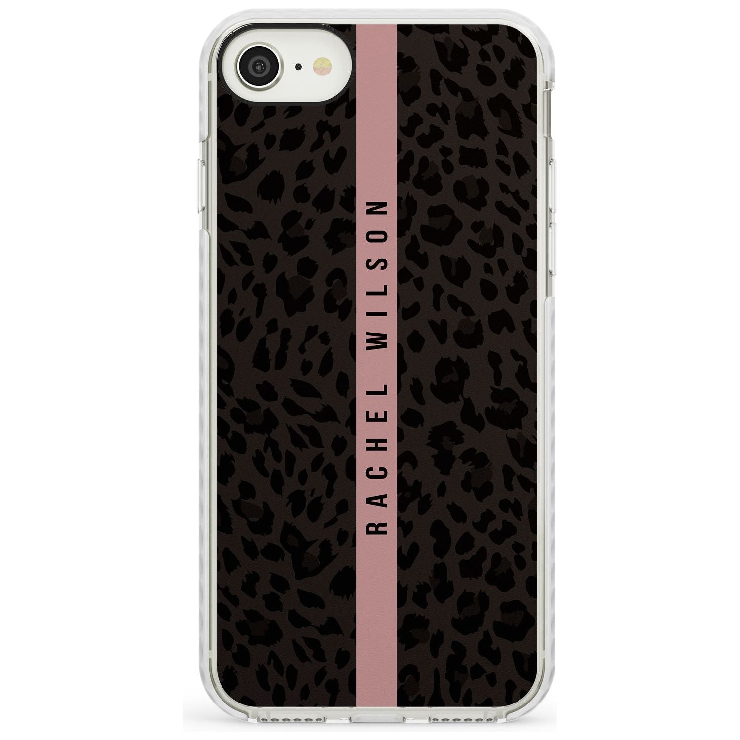 Pink Stripe Leopard Pattern Impact Phone Case for iPhone SE 8 7 Plus