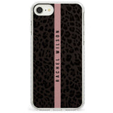 Pink Stripe Leopard Pattern Impact Phone Case for iPhone SE 8 7 Plus